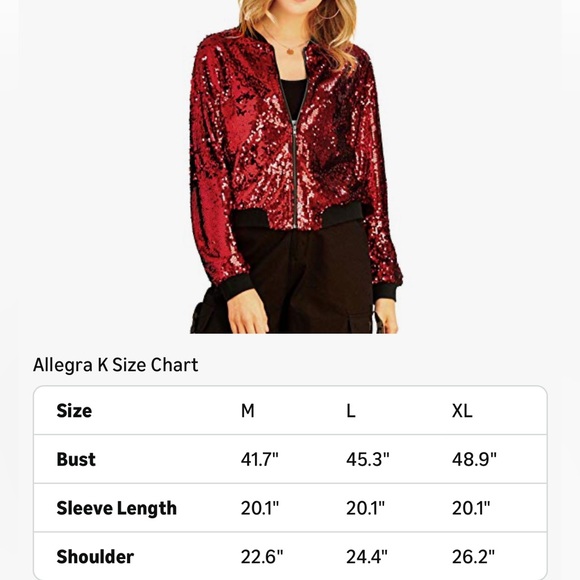 Allegra K Sequin Zip-Front Bomber Jacket - Picture 12 of 12